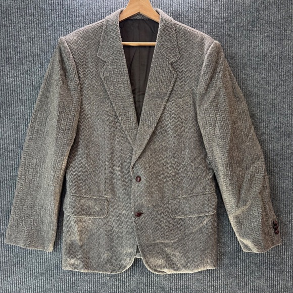 Vintage Herringbone Tweed Blazer Sport Coat Jacket Mens Boston Custom Tailored‎ - Picture 1 of 10